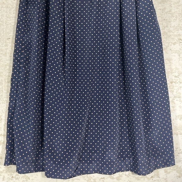 Vintage SUBURBAN PETITES Union Made Long Blue Dotted Skirt Made in USA Shiny - Picture 9 of 10